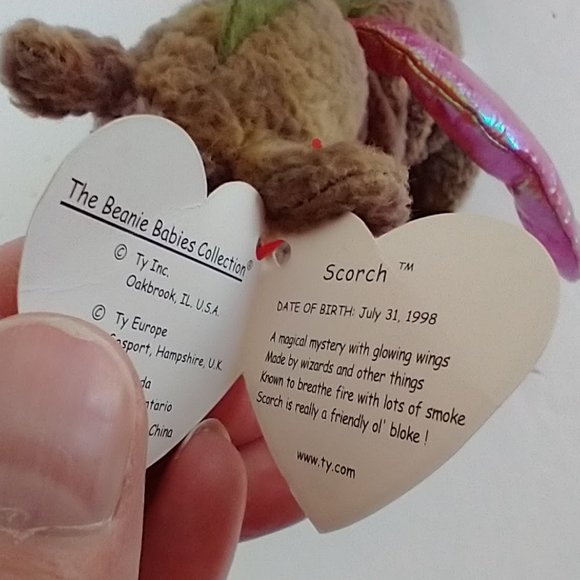 Ty Beanie Baby Scorch The Dragon Retired 1998 - Picture 7 of 9